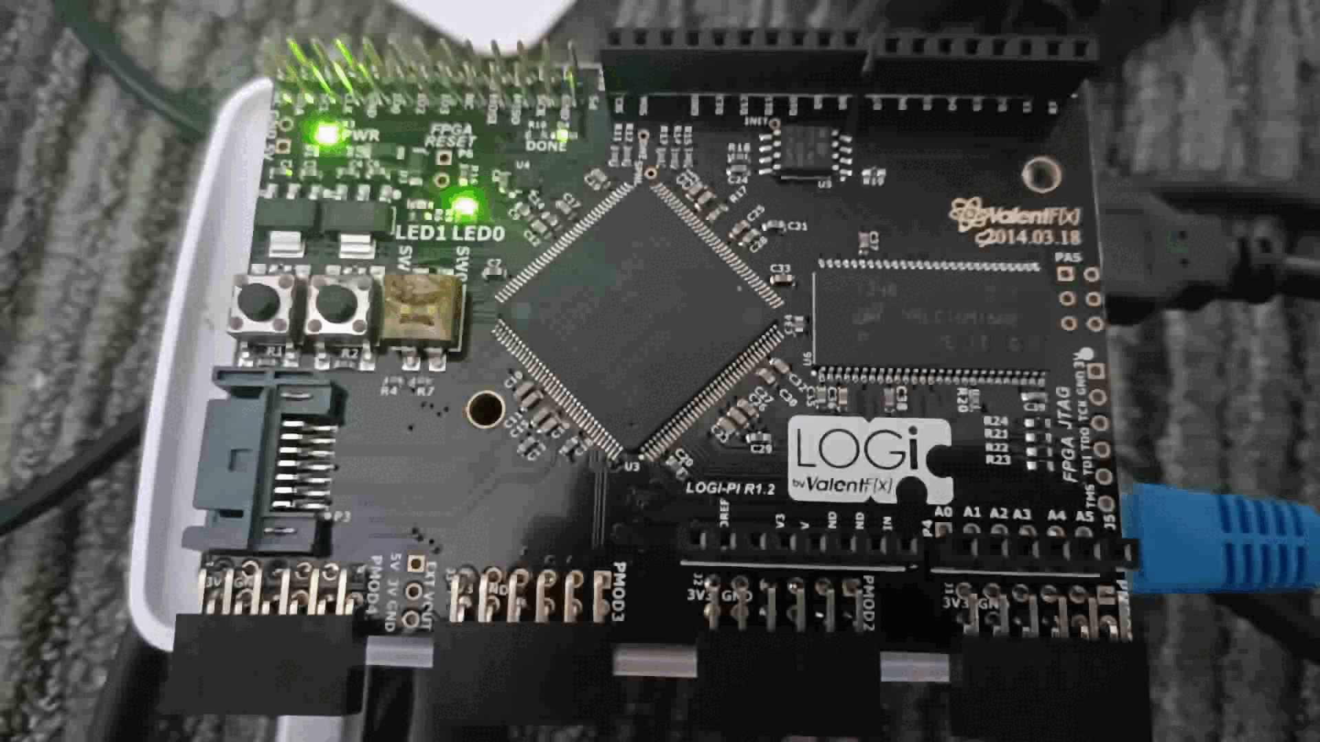 The Logi-pi with flashing LEDs